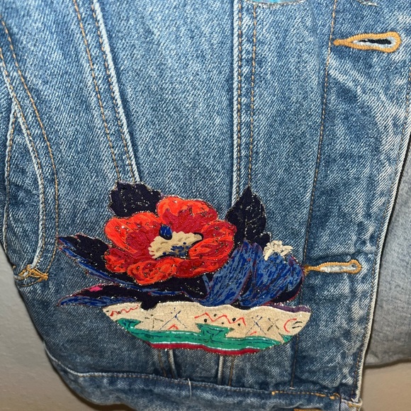 Vintage Fringed Jordache Blue Jean Stitched Jacket - Picture 6 of 12